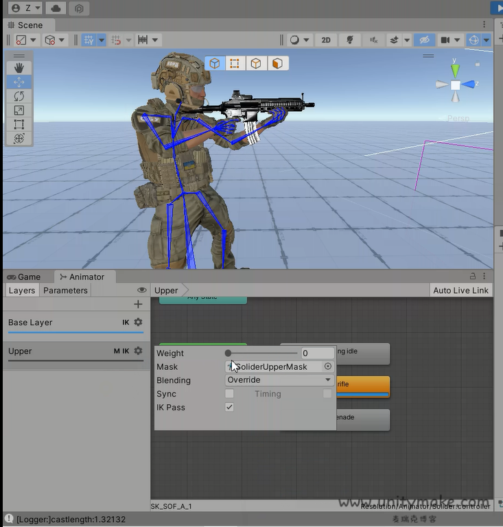 上肢层不重写时IK效果